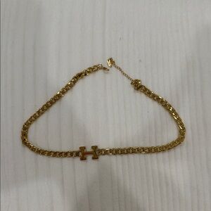 Gold Tone Letter H Initial Chain Choker Necklace